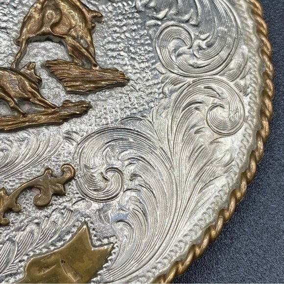 Vintage Large Silver Belt Buckle Authentic 1981 Champion Calf Roping WSCHA 🇺🇸 - Picture 7 of 15